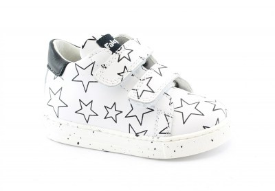 FALCOTTO PANDORHA 15742 bianco nero scarpe sneakers bambino strappi pelle stelle