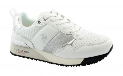 US POLO ASSN FRIDA113 white silver bianco argento scarpe donna sneakers lacci