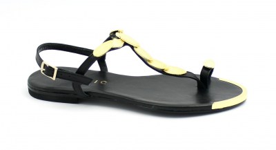 MOSAIC M1335 black nero sandali donna cinturino infradito accessorio dorato