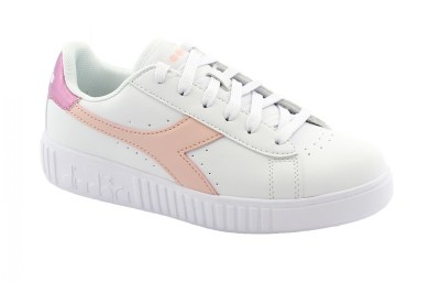 DIADORA C9569 GAME STEP GS bianco rosa scarpe ragazza/donna sneakers lacci pelle