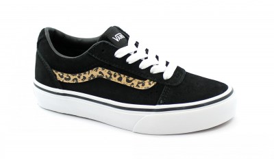 VANS WARD R79DU1 black cheetah nero scarpe bambina sneakers lacci suede
