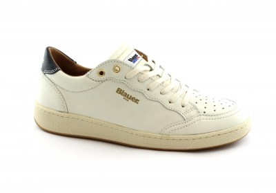 BLAUER MURRAY01 white bianco scarpe uomo sneakers pelle lacci