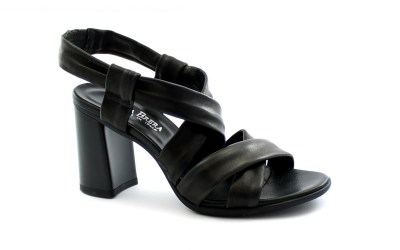 VIA BRERA 69634 nero scarpe donna sandali tacco pelle elastico