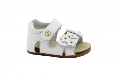 FALCOTTO SABISA 0880 white bianco scarpe sandali bambina tallone pelle strappi fiori