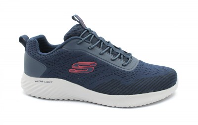 SKECHERS 232377 BOUNDER INTREAD navy blu scarpe uomo sneakers lacci tessuto vegan
