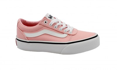 VANS WARD R79DX1 pink white rosa scarpe bambina sneakers lacci canvas