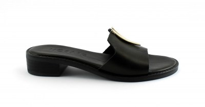 MOSAIC BN1720 black nero ciabatta sandalo donna pelle tacco 3 cm