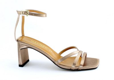 NACREE 395002 bronzo scarpe donna sandalo tacco cinturino tessuto raso