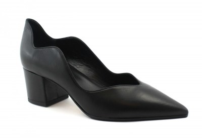 LE FABIAN 4052 nero scarpe donna decolleté tacco pelle punta artigianale