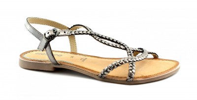 GIOSEPPO MANTINEA 49059 pewter argento metalizzato sandali donna cuoio cinturino