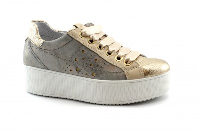 IGI&CO 3155922 platino scarpe donna sneakers lacci pelle platform