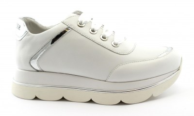 CAFè NOIR DB171 bianco scarpe donna sneakers lacci raso pelle