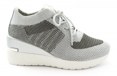 CINZIA SOFT MH616530 silver grigio scarpe donna sneakers lacci zeppa