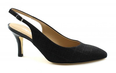 MELLUSO D134L nero scarpe donna glitter decolletè sandalo punta chiusa