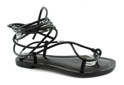 INUOVO 458015 BLACK sandali donna pelle schiava laccietti infradito