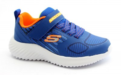 SKECHERS 403732 Bounder royal/orange blu scarpe sneakers bambino strappo  memory foam